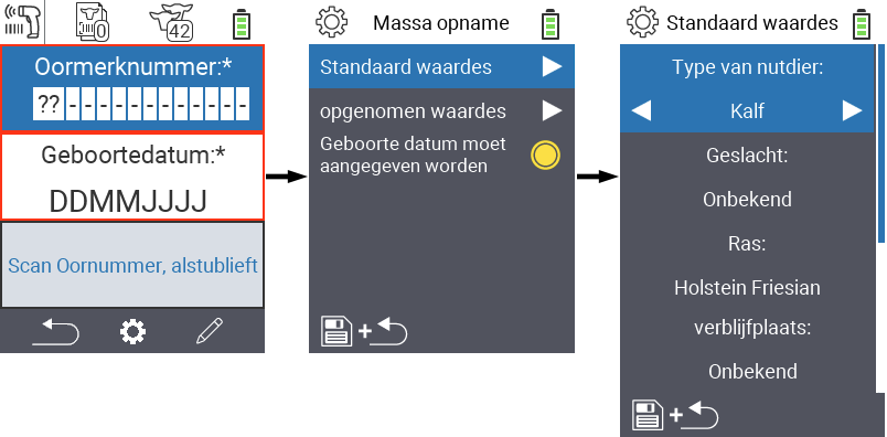 VitalControl: Menu Nieuwe Standaard waardes