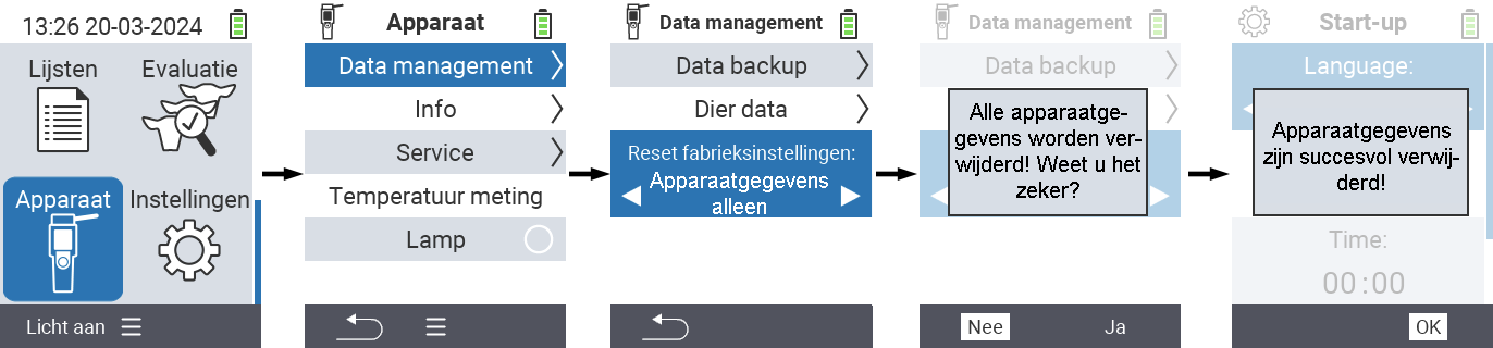 VitalControl: Menupad Reset van alle apparaatgegevens
