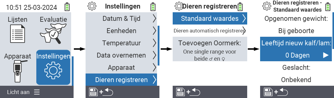VitalControl: menu-instellingen Leeftijd bij registratie instellen