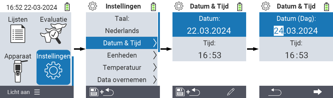 VitalControl: menu-instellingen datum
