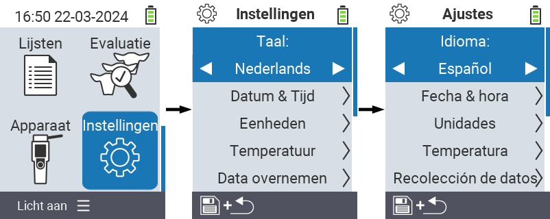 VitalControl: Menupad Taalinstellingen