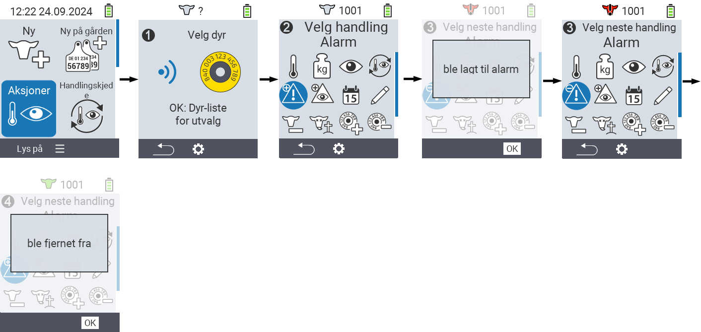 VitalControl: Meny Handlinger Alarm