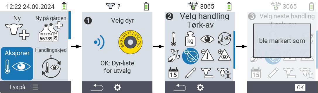 VitalControl: Menu Actions Mark as lactated
