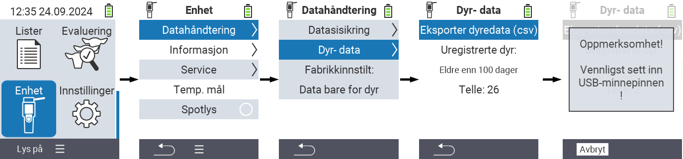 VitalControl: Menyvei dataeksport