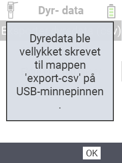 VitalControl: suksessmelding dataeksport