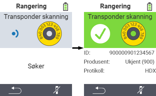 VitalControl: Rekkeviddetest: Transponder oppdaget