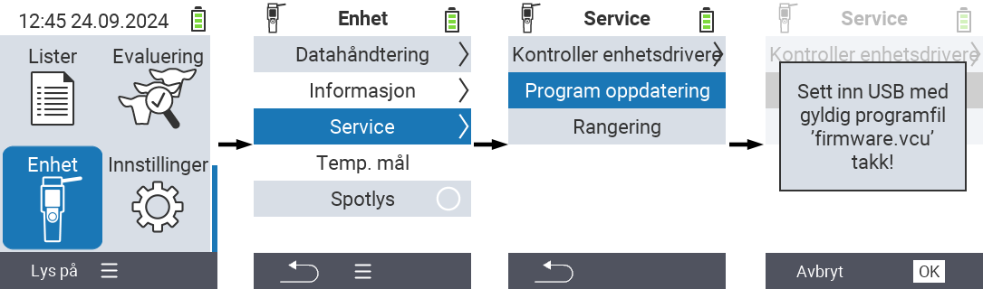 VitalControl: menyvei firmware-oppdatering