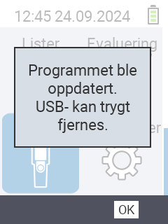 VitalControl: Suksessmelding firmware-oppdatering