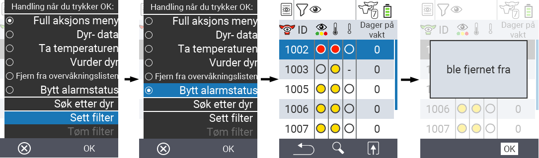 VitalControl Lister Endre alarmstatus