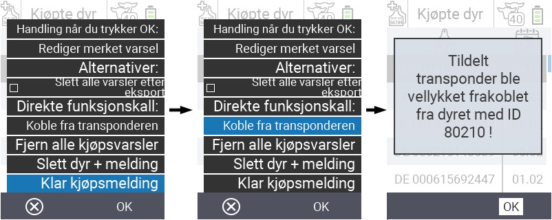 VitalControl: Liste over kjøpte dyr, csv-eksport
