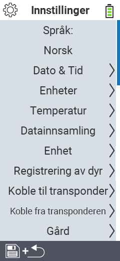 VitalControl Innstillinger