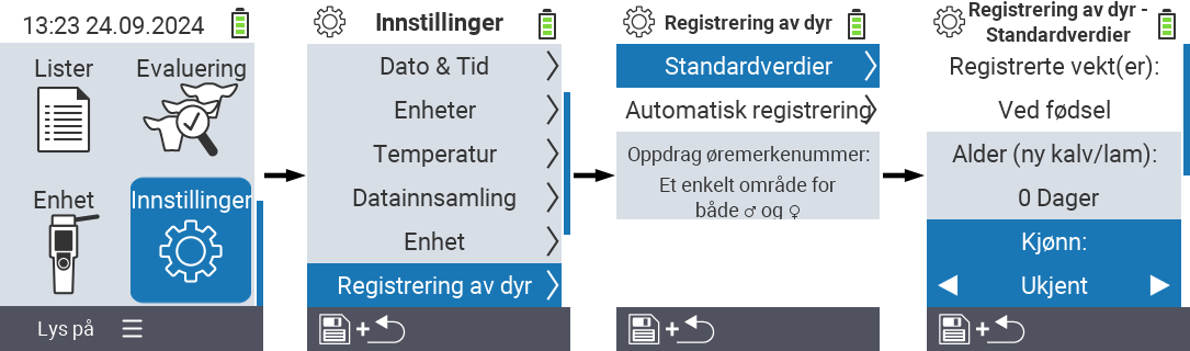 VitalControl: menyinnstillinger Sett kjønn