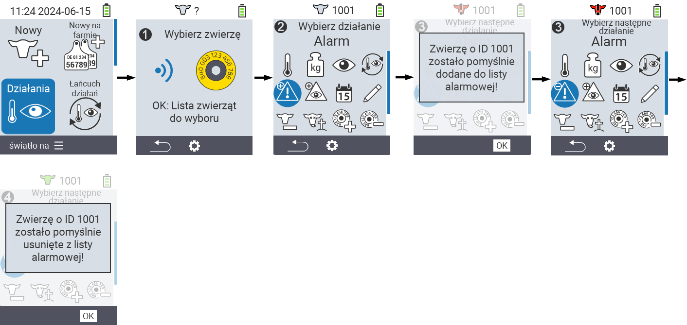 VitalControl: Menu Actions Alarm