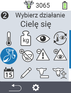 VitalControl: Menu Akcje Wycielenie