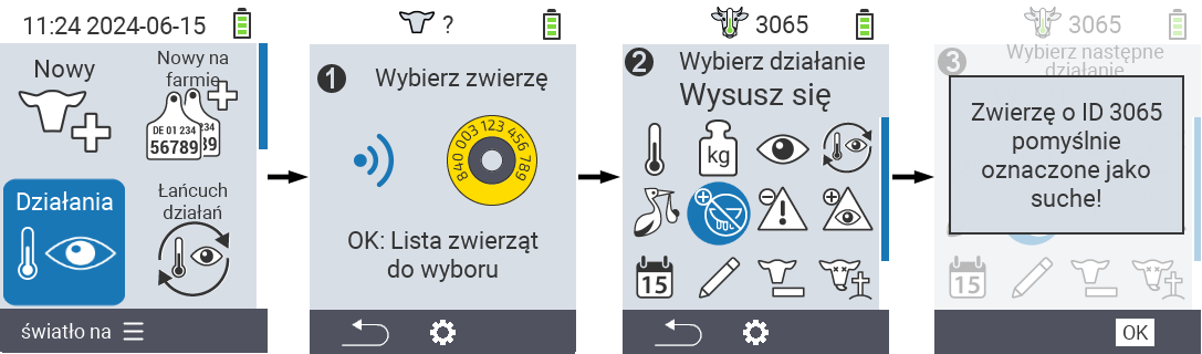 VitalControl: Menu Actions Dry off