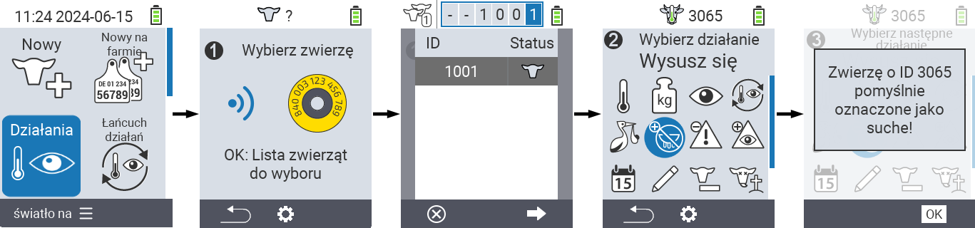 VitalControl: Menu Actions Dry off