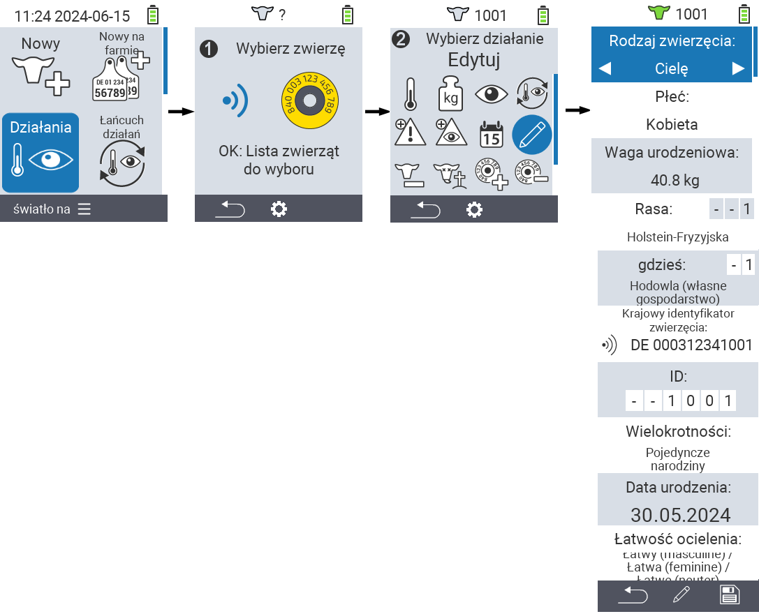 VitalControl: Menu Action Edit animal data