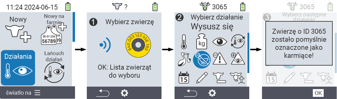 VitalControl: Menu Akcje Oznacz jako laktujące