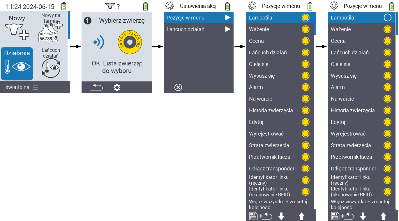 VitalControl: Menu Actions Menu items