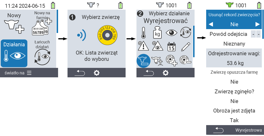 VitalControl: Menu Działanie Wyrejestrowanie