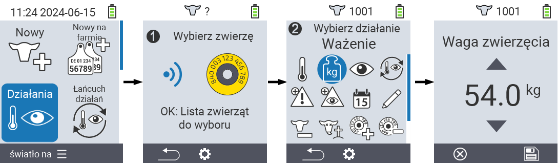 VitalControl: Menu Akcja Ważenie