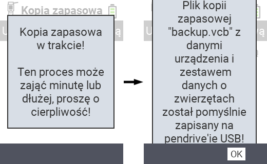 VitalControl: komunikat o sukcesie kopii zapasowej