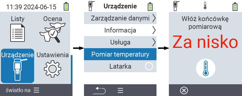 VitalControl: Menu Urządzenie Pomiar temperatury