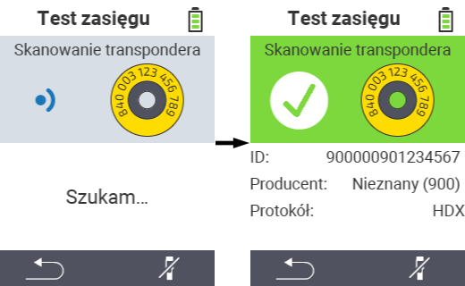 VitalControl: Test zasięgu: Transponder wykryty