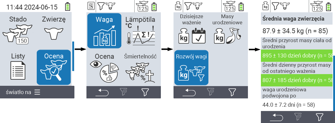 VitalControl: menu Ocena Rozwoju wagi