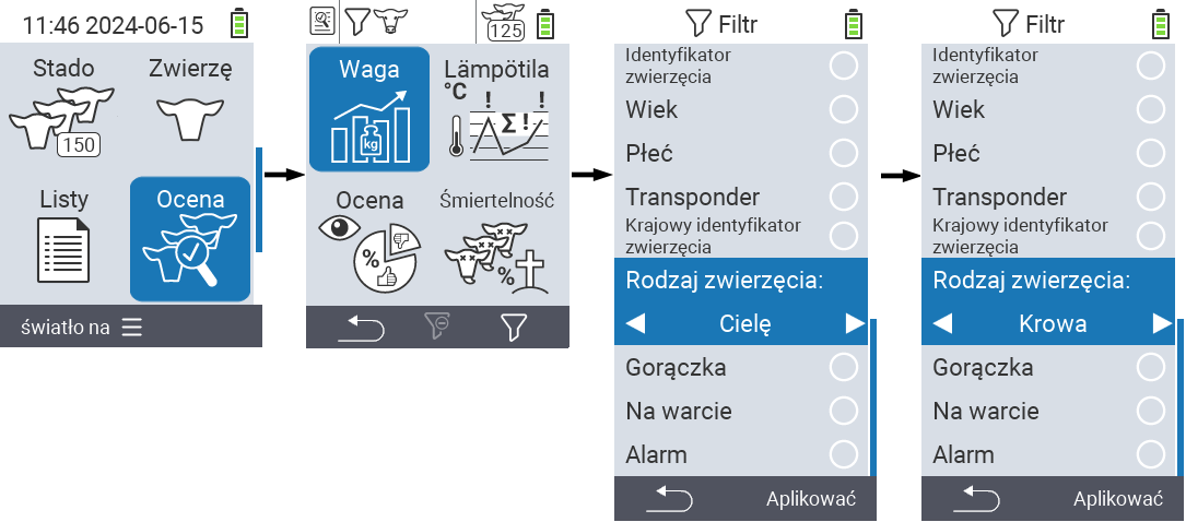 VitalControl: menu Evaluation Create filter