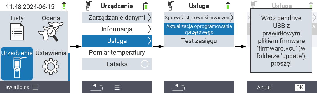 VitalControl: ścieżka menu aktualizacji oprogramowania