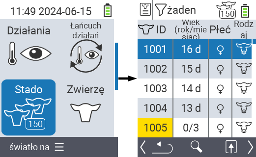 VitalControl: Menu Stado