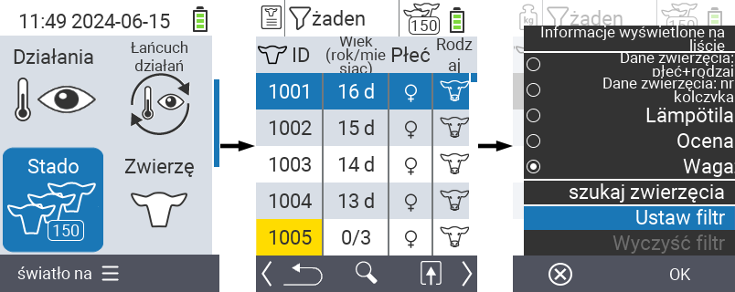 VitalControl: Menu Stado