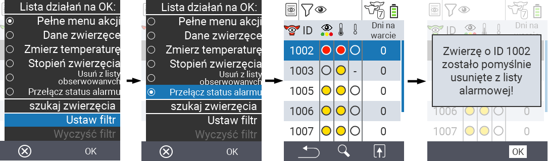 VitalControl Lists Toggle alarm status