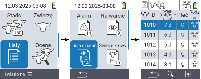 VitalControl Lists Action list