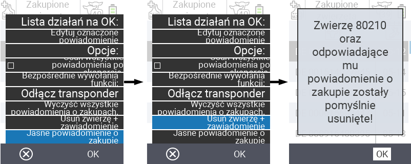 VitalControl: Lista zakupionych zwierząt, usuń zwierzę + powiadomienie