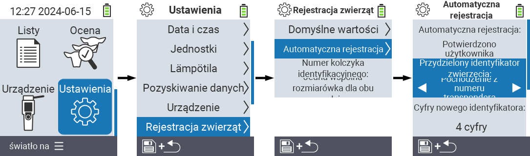VitalControl: menu ustawienia przypisania identyfikatora zwierzęcia