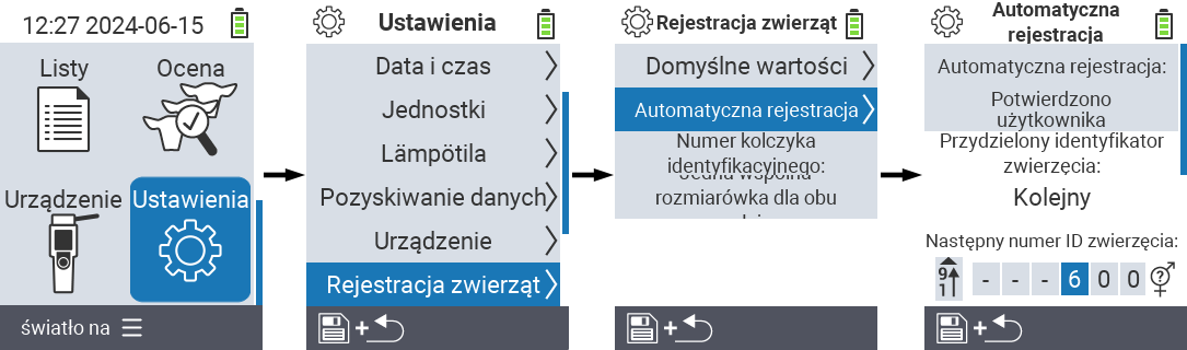 VitalControl: menu ustawienia przypisania identyfikatora zwierzęcia