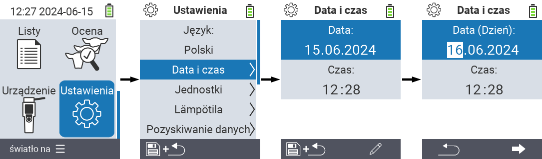 VitalControl: menu ustawienia daty