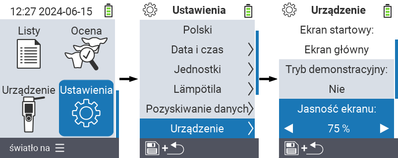 VitalControl: menu ustawienia Jasność wyświetlacza