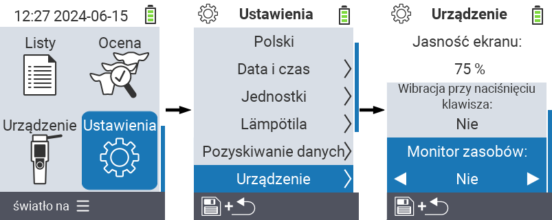 VitalControl: Menu ustawienia Monitor zasobów