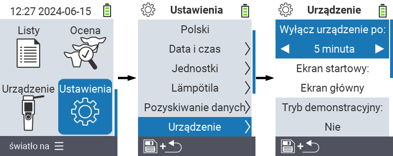VitalControl: menu ustawień Wyłącz urządzenie po