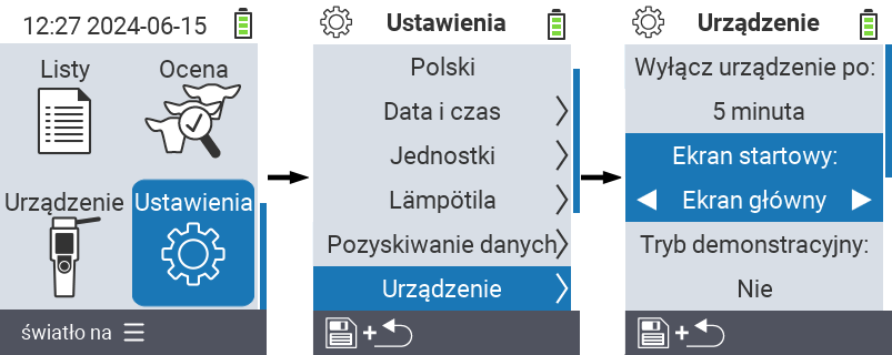 VitalControl: menu ustawienia Ekran startowy