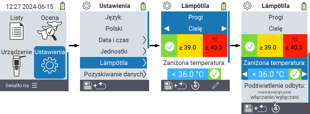 VitalControl: menu settings undertemperature
