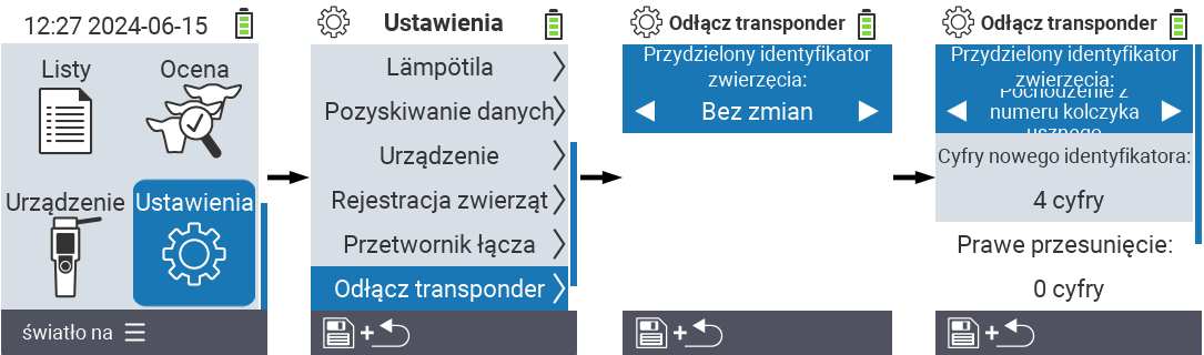 VitalControl: Menu Settings Unlink transponder