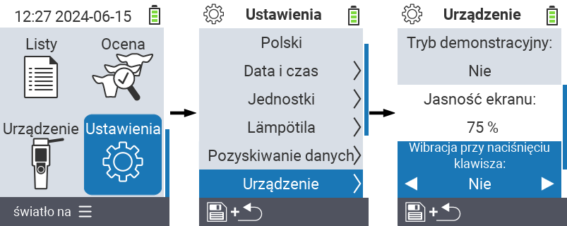 VitalControl: menu ustawienia Jasność wyświetlacza