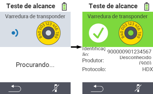 VitalControl: Teste de alcance: Transponder detectado