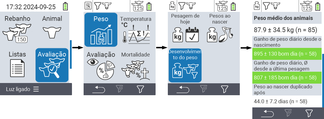 VitalControl: menu Avaliação Desenvolvimento de peso
