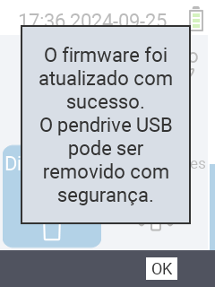 VitalControl: Mensagem de sucesso atualização de firmware