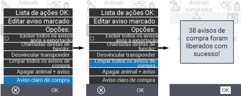 VitalControl: Lista de animais comprados, limpar avisos de compra